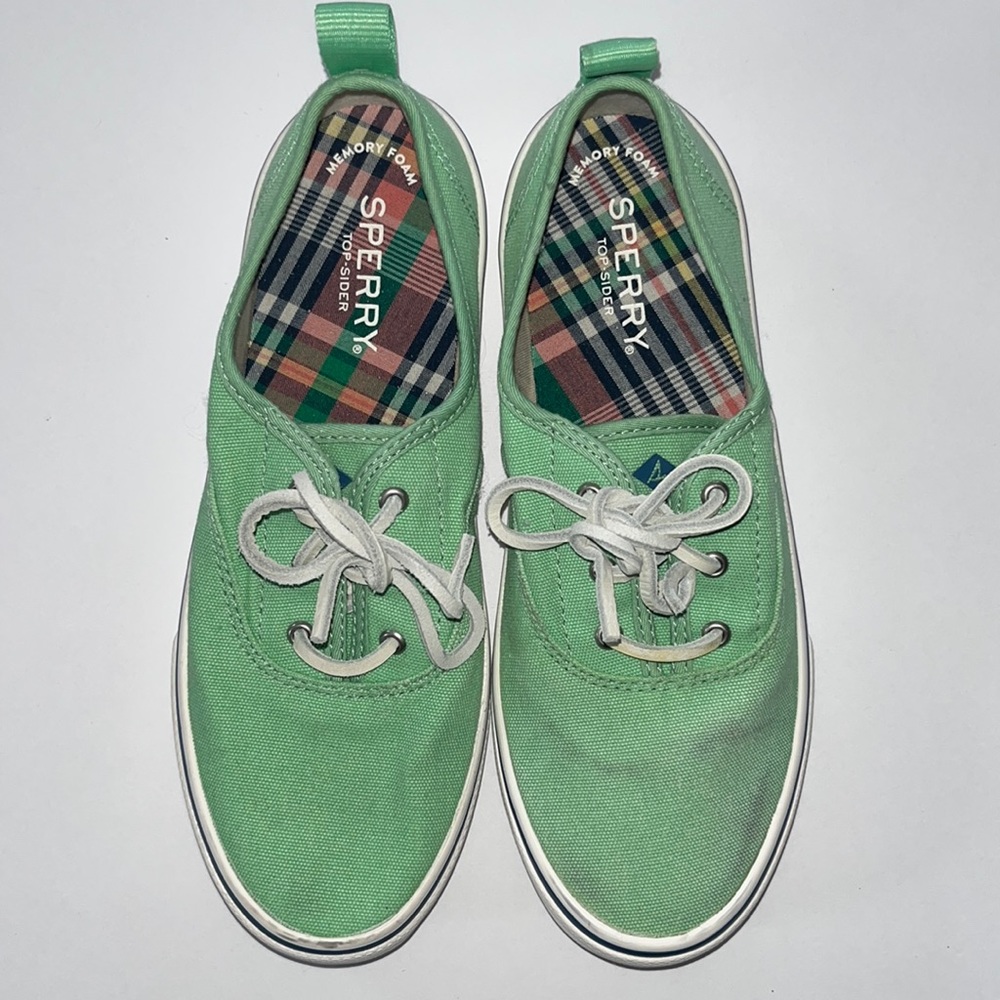 Sperry Mint Green Canvas Boat Shoes